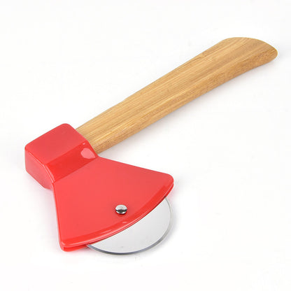 Pizza Cutter with Axe Pizza Cutter round Cake Cutter with Bamboo Handle Pizza Cutter