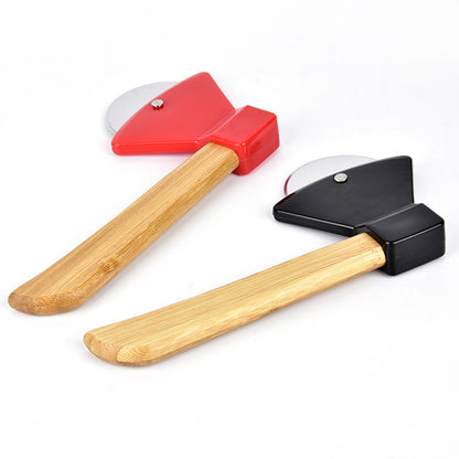 Pizza Cutter with Axe Pizza Cutter round Cake Cutter with Bamboo Handle Pizza Cutter