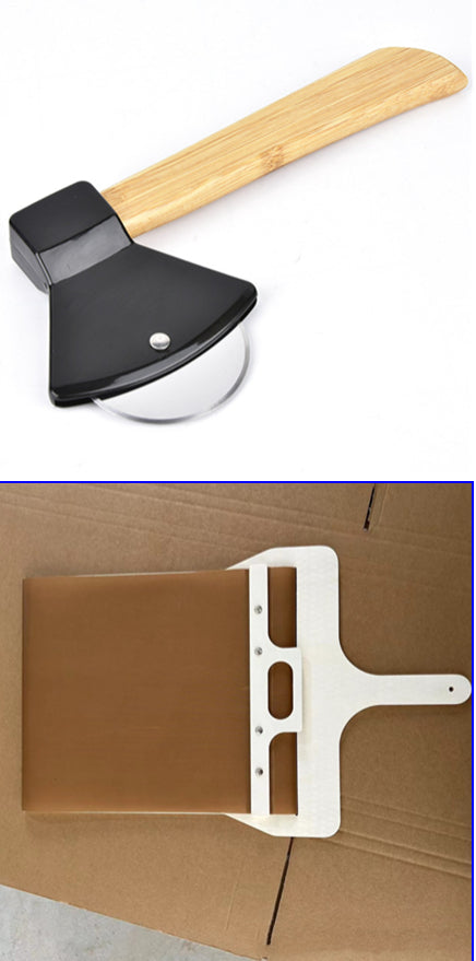 Pizza Cutter with Axe Pizza Cutter round Cake Cutter with Bamboo Handle Pizza Cutter