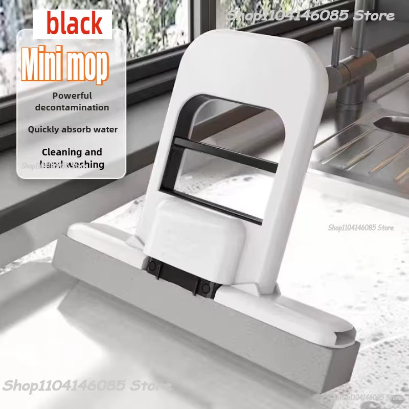 Strong Absorbent Mini Mop Dust Removal Portable Cleaning Mop with Sponge Mini Sponge Mop Wet and Dry Bathroom Desktop Glass