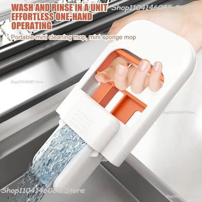 Strong Absorbent Mini Mop Dust Removal Portable Cleaning Mop with Sponge Mini Sponge Mop Wet and Dry Bathroom Desktop Glass